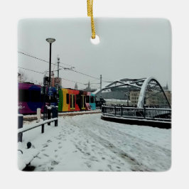 Adorno De Cerámica Tranvías a rayas