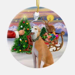 Adorno De Cerámica Tratar con un Greyhound rojo claro