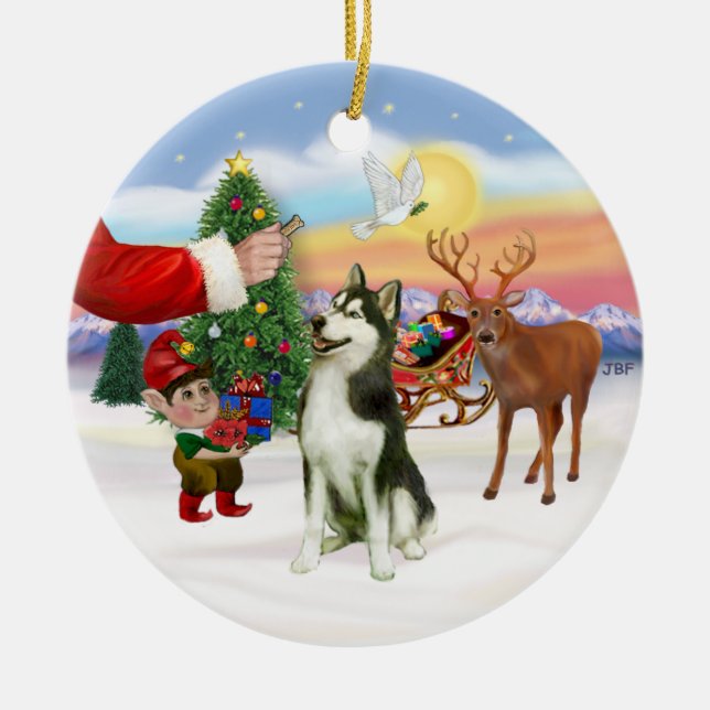 Adorno De Cerámica Tratar para un Husky Siberiano (#3) (Frente)