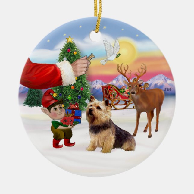 Adorno De Cerámica Tratar para un Norwich Terrier (Frente)
