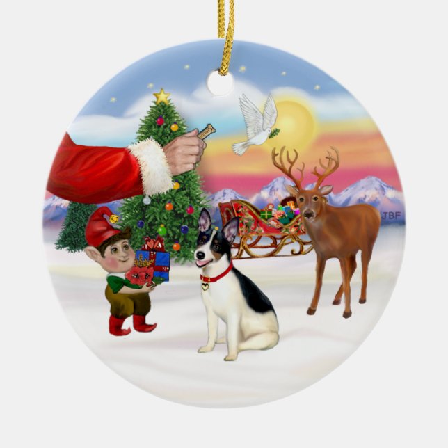 Adorno De Cerámica Tratar por un Terrier Rata (Frente)