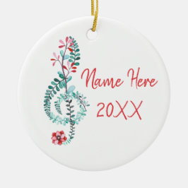 Adorno De Cerámica Treble Clef Musician Gift Music Floral Custom