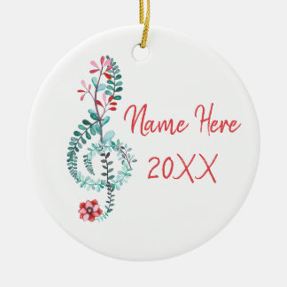 Adorno De Cerámica Treble Clef Musician Gift Music Floral Custom