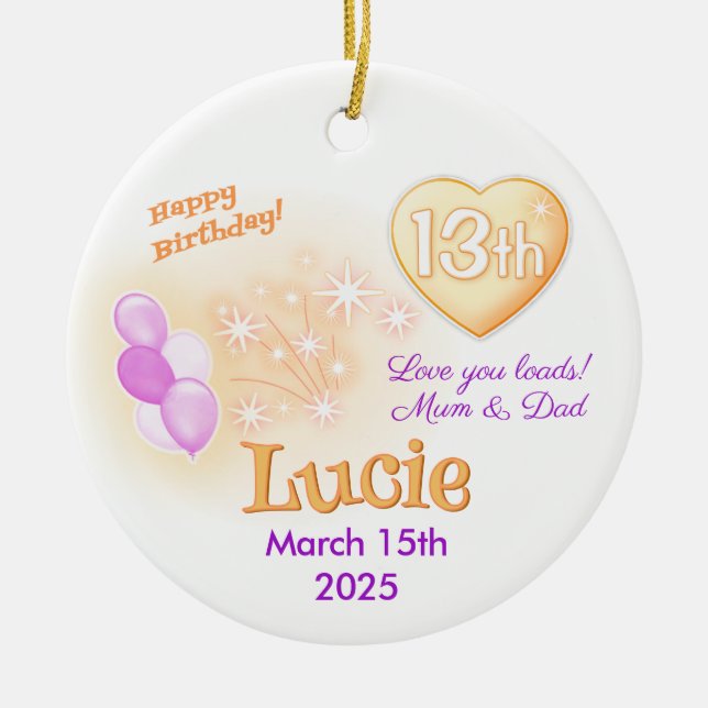 Adorno De Cerámica Trece adolescentes alrededor del 13° Chica de cump (Frente)