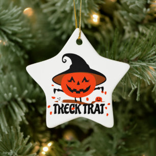 Adorno De Cerámica Treck Trat Pumpkin Sonriente