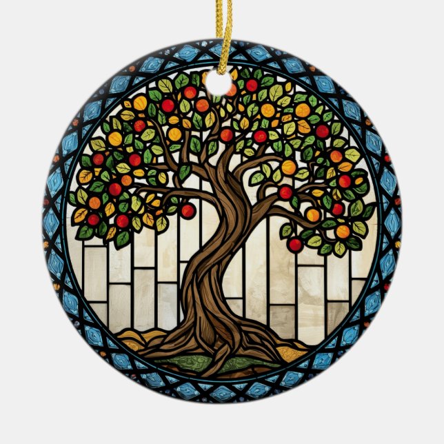 Adorno De Cerámica Tree of Life Stained Glass (Frente)