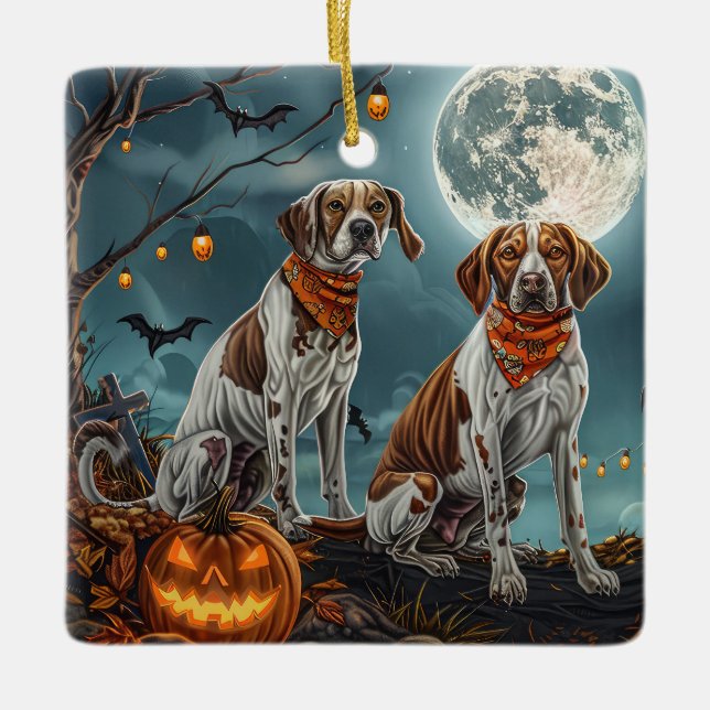 Adorno De Cerámica Treeing Walker Halloween Spooky (Anverso)