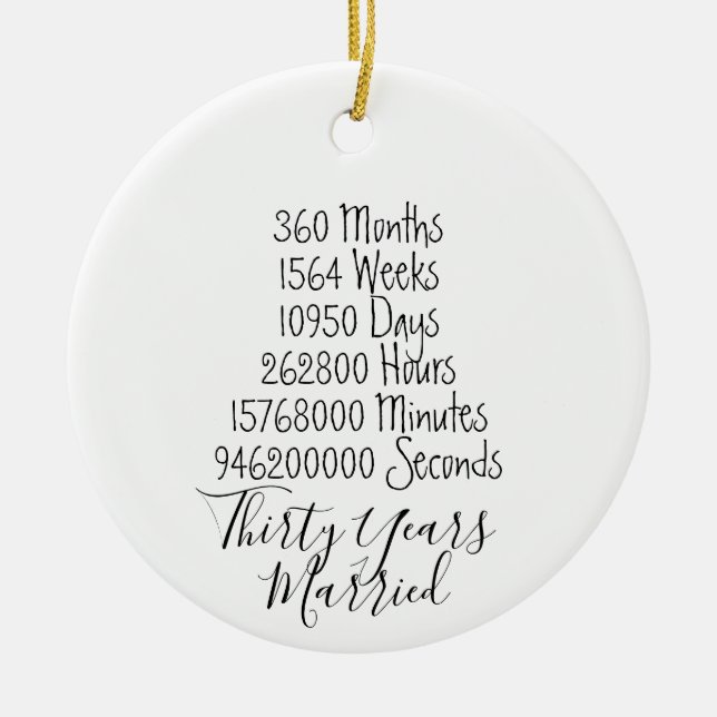 Adorno De Cerámica Treinta años Aniversario 30 Navidades bodas (Frente)