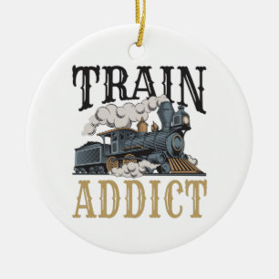 Adorno De Cerámica Tren Adicto Modelo Ferroviario Hobbyist