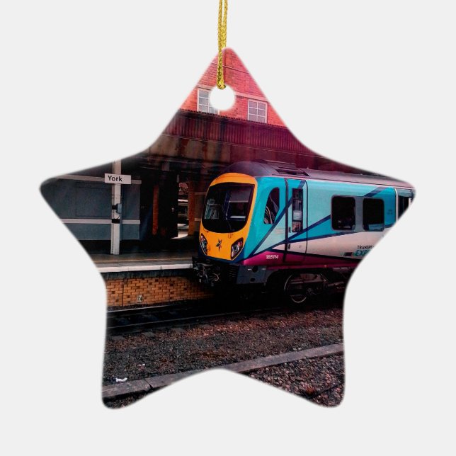 Adorno De Cerámica Tren azul claro (Frente)