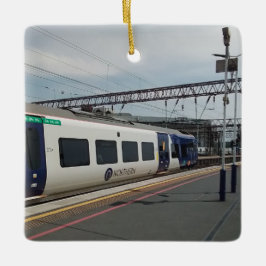 Adorno De Cerámica Tren azul y blanco