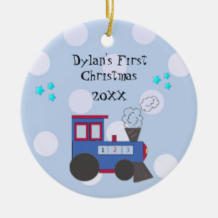 Adorno De Cerámica Tren Choo Choo La Primera Navidad del Bebé