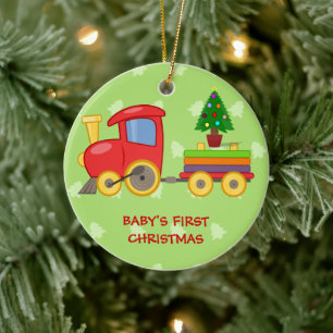 Adorno De Cerámica Tren de Juguete, Primera Navidad del Bebé