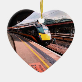 Adorno De Cerámica Tren negro, en la estación