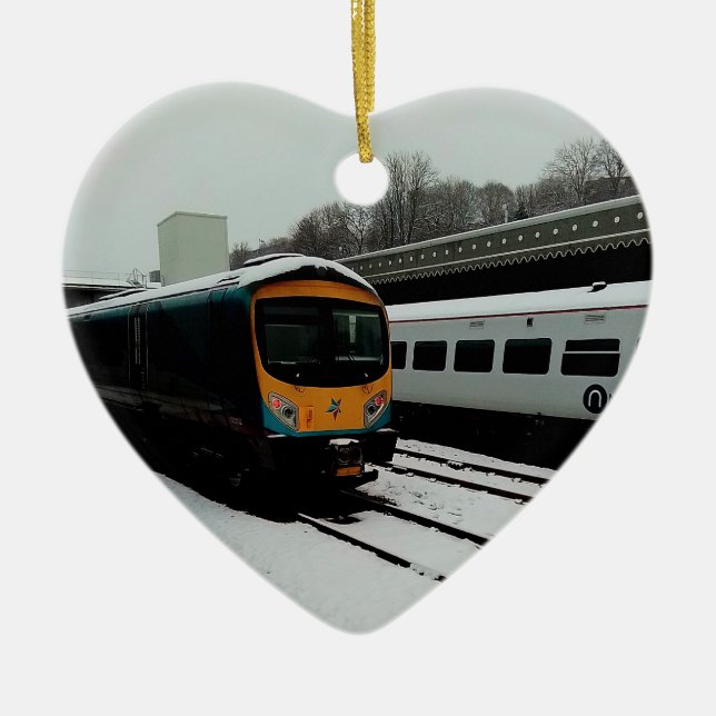 Adorno De Cerámica Tren turquesa y amarillo (Frente)