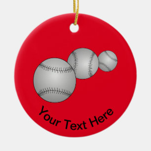 Adorno De Cerámica Tres Baseballs