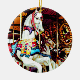 Adorno De Cerámica Tres caballos de carrusel