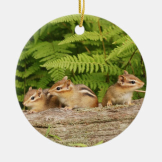 Adorno De Cerámica Tres Chipmunks lindos del bebé
