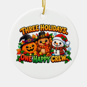 Adorno De Cerámica Tres Festividades, Un Equipo Feliz