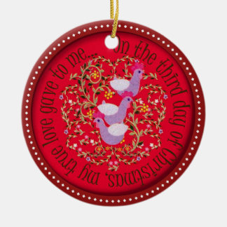 Adorno De Cerámica Tres gallinas francesas