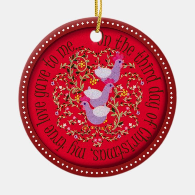 Adorno De Cerámica Tres gallinas francesas (Frente)