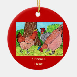Adorno De Cerámica Tres gallinas francesas