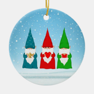 Adorno De Cerámica Tres gnomos de Navidad