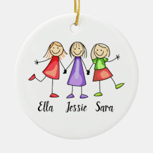 Adorno De Cerámica Tres hijos personalizados