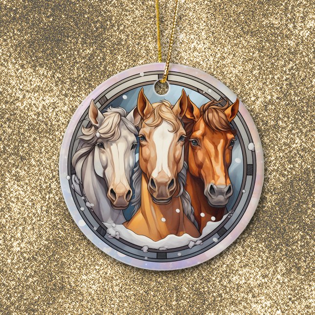 Adorno De Cerámica Tres nietas de caballos Navidades (Subido por el creador)