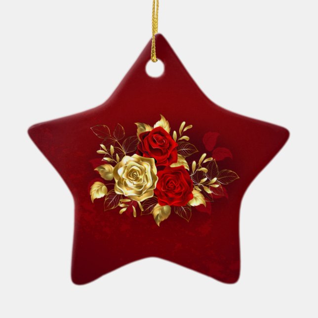 Adorno De Cerámica Tres Rosas Joyas (Frente)