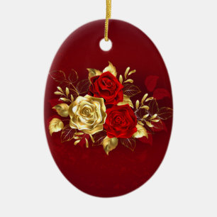 Adorno De Cerámica Tres Rosas Joyas