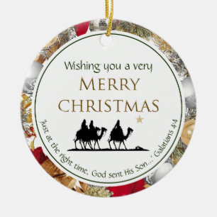 Adorno De Cerámica Tres sabios   Escritura   MERRY NAVIDAD