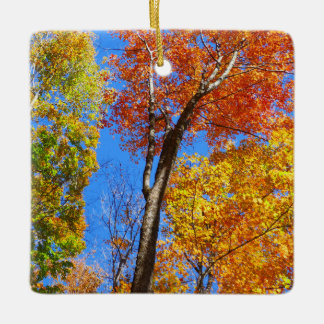 Adorno De Cerámica Tres sombras de coloridos árboles de arce de otoño