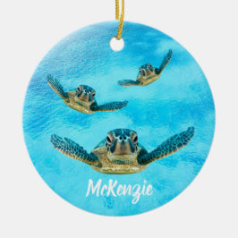 Adorno De Cerámica Tres tortugas de mar que nadan