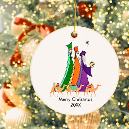 Adorno De Cerámica Tres Wisemen Star Feliz Navidad