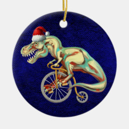 Adorno De Cerámica TRex Montando una bicicleta