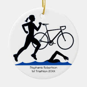 Adorno De Cerámica Triatlón Femenino Keepsake En Azul