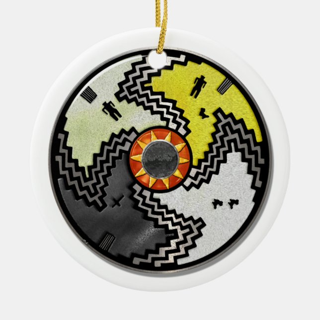 Adorno De Cerámica Tribal Nativa Americana del Orgullo Apache (Frente)