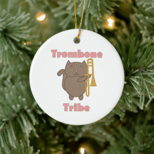 Adorno De Cerámica Tribu de Trombón Gatito Lindo Letras Rosadas