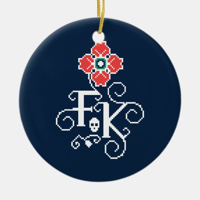 Adorno De Cerámica Tributo floral de Frida Kahlo el | (Frente)