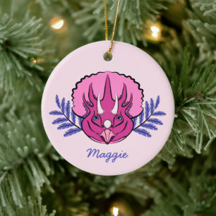 Adorno De Cerámica Triceratops Bonito Dinosaurio Rosa