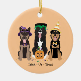 Adorno De Cerámica Trick O Traer Perros En Vestidos De Halloween