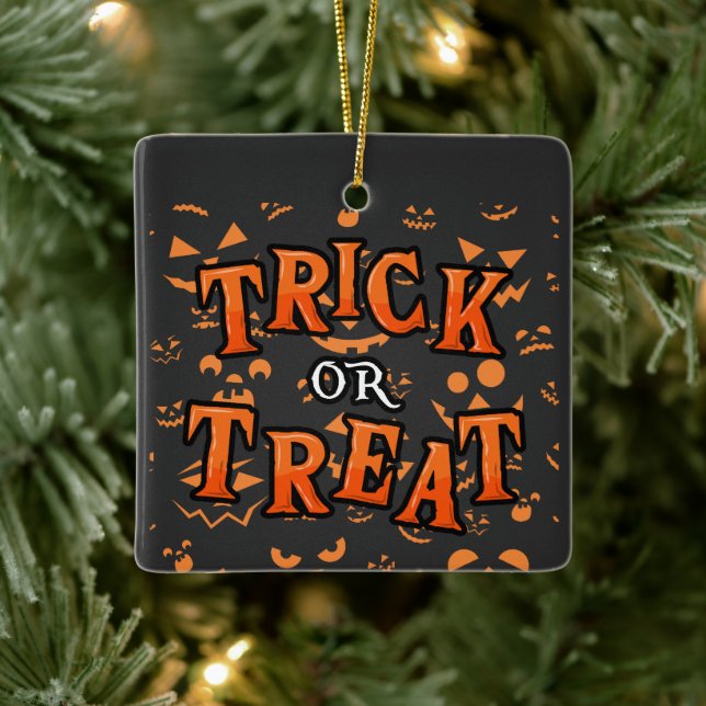 Adorno De Cerámica Trick o Trek Ornaments Halloween Square Ceramic (Árbol)