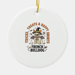 Adorno De Cerámica Trickster Bulldog Francés de Halloween