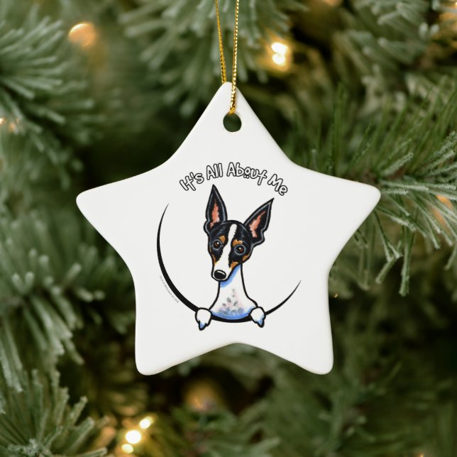 Adorno De Cerámica Tricolor Rat Terrier IAAM (Árbol)