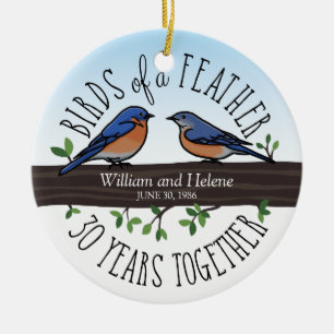 Adorno De Cerámica trigésimo Aniversario de boda, Bluebirds de una