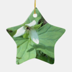 Adorno De Cerámica trillium blanco con verde