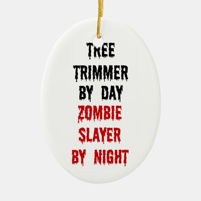 Adorno De Cerámica Trimmer de árbol Zombie Slayer (Frente)