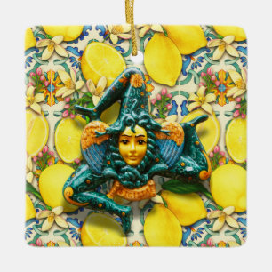Adorno De Cerámica Trinacria Sicily Medusa Italia Orgullo Lemon Tile