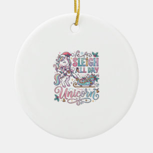 Adorno De Cerámica Trineo de Unicornio Todo el Día Unicornio Adorable